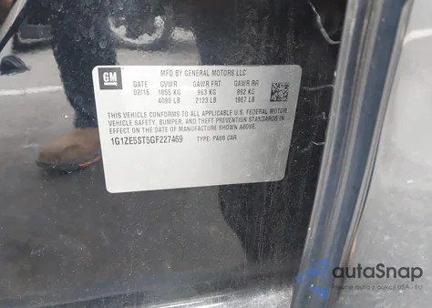 2016 Chevrolet Malibu 1Lt from USA, damaged, VIN 1G1ZE5ST5GF227469